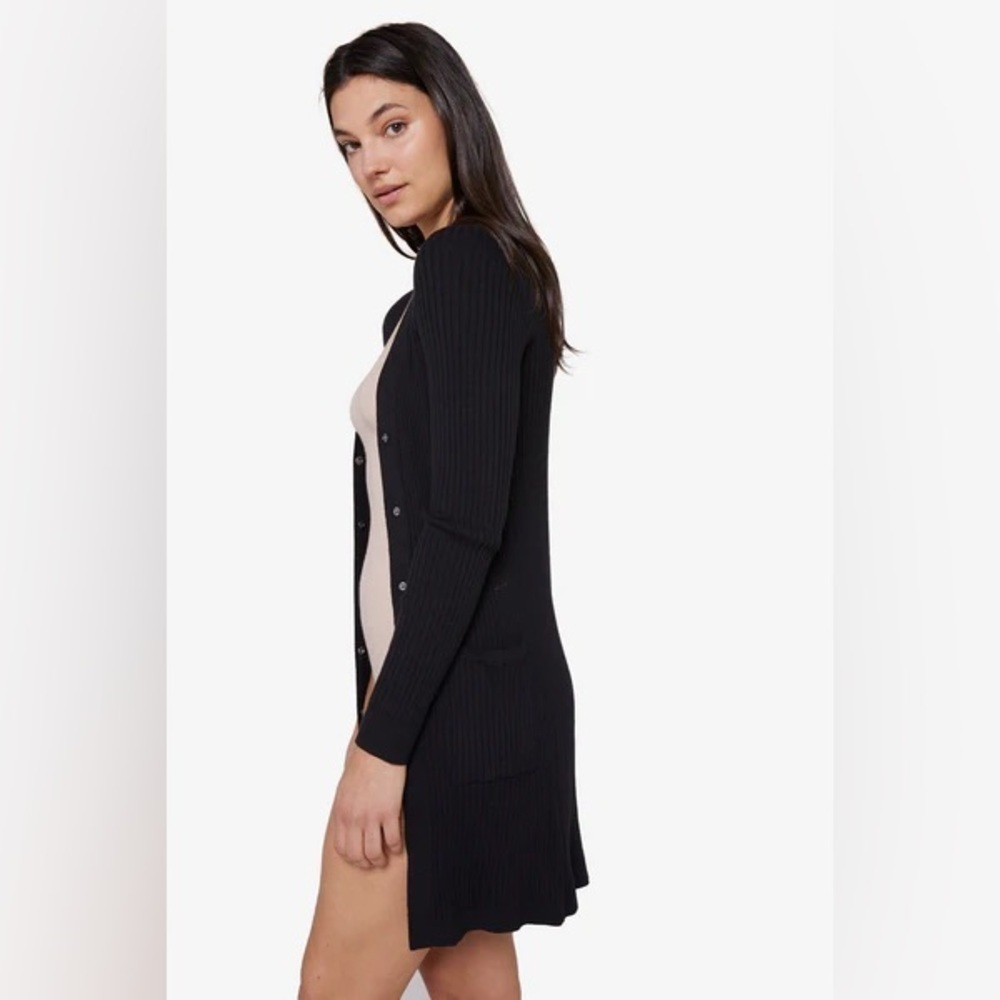 ST. JOHN Ribbed Knit Duster Cardigan Sweater
